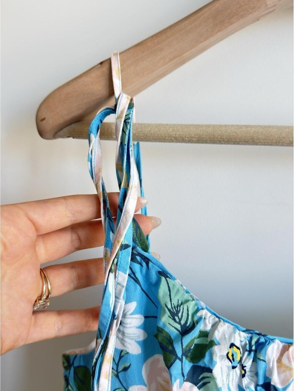 Yumi Kim Wonder Garden Blue Floral Tie Strap Midi Dress Size 6 - Picture 5 of 8